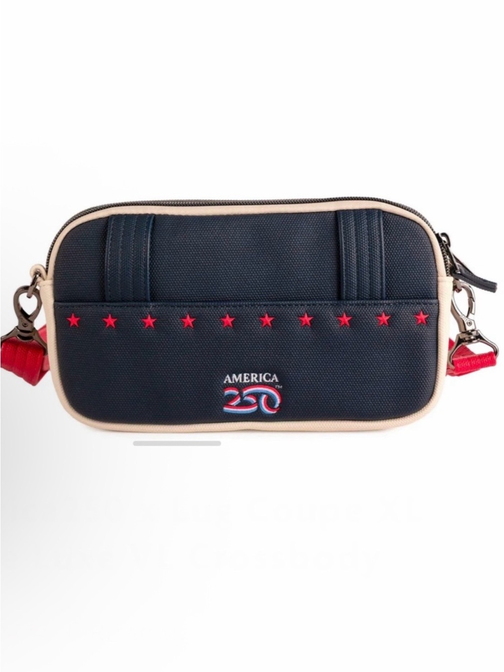 Lug Americana Stars Crossbody Bag in Red, White & Blue with Macadamia Trim - Picture 3 of 7